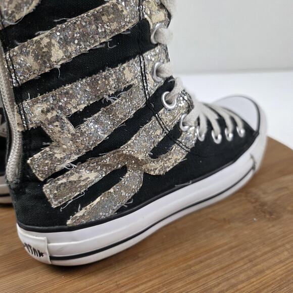 VTG Y2K Converse Chuck Taylor All Star Knee High Lace Shoes Women's Sz 7 Glitter - Picture 10 of 16